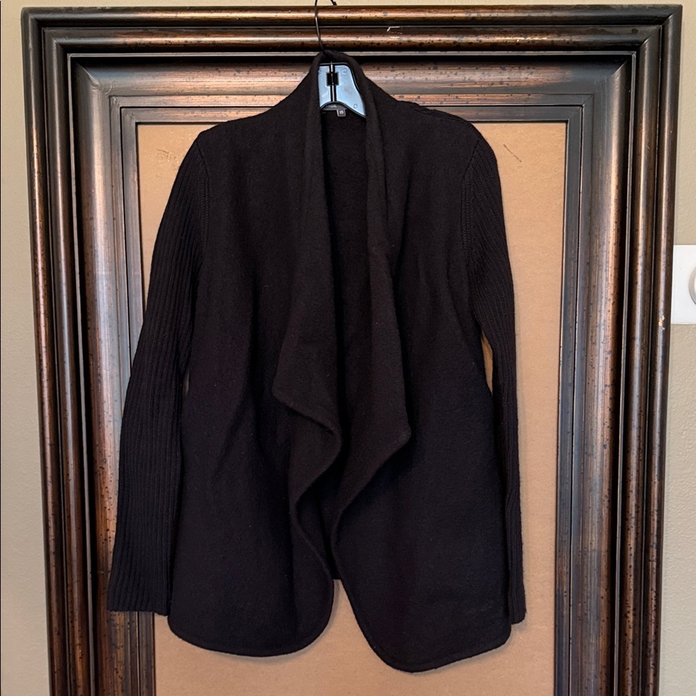 Vince Boiled Wool Black Women's Open Jacket/Sweater